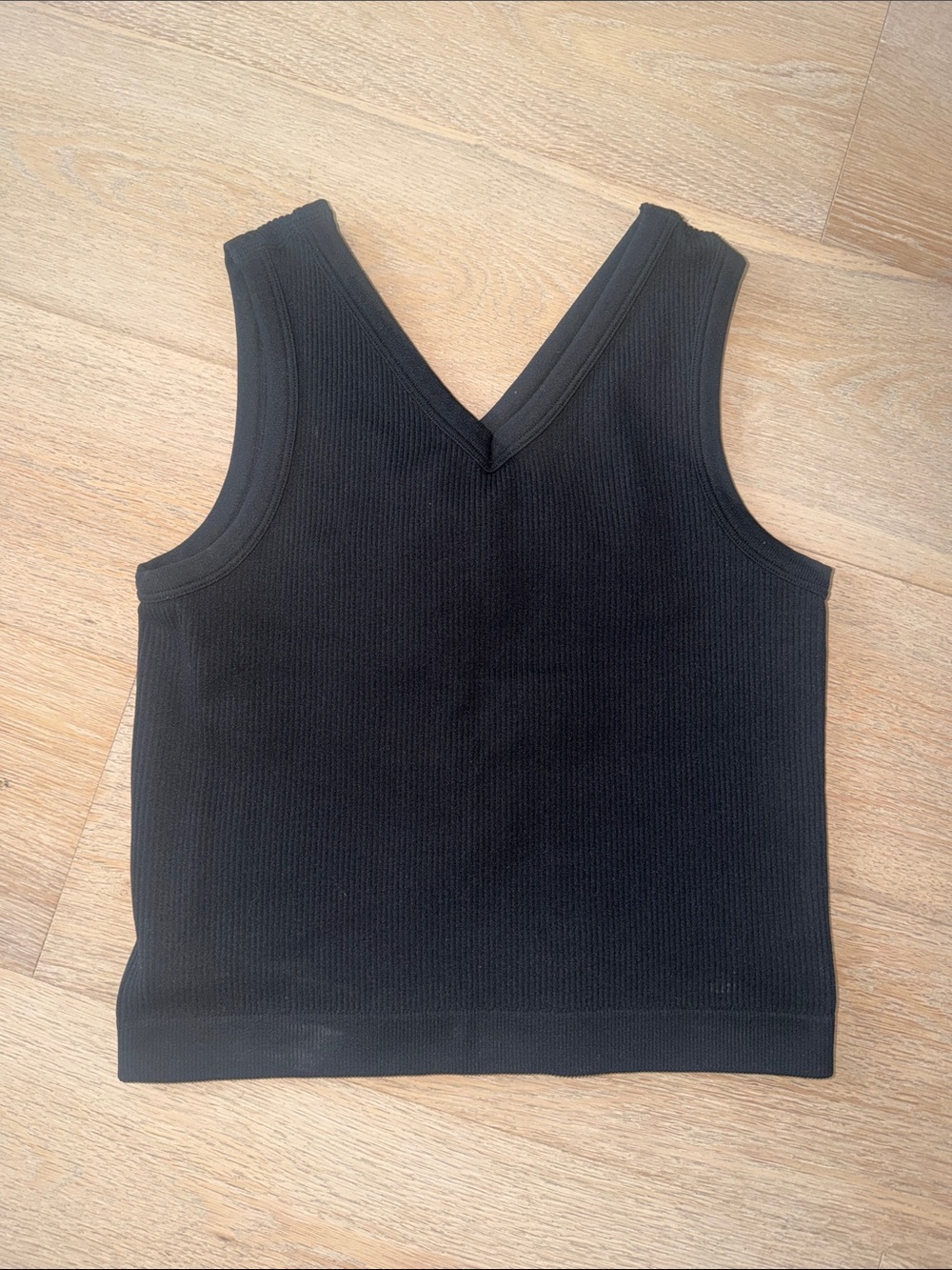 GB girls Black Ribbed V-Neck Tank